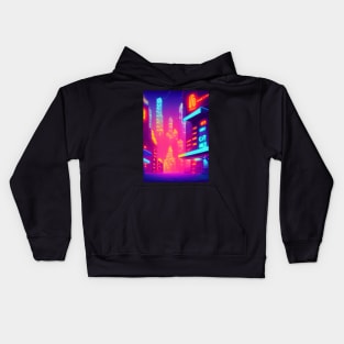 Japan Neon City Lights Kids Hoodie